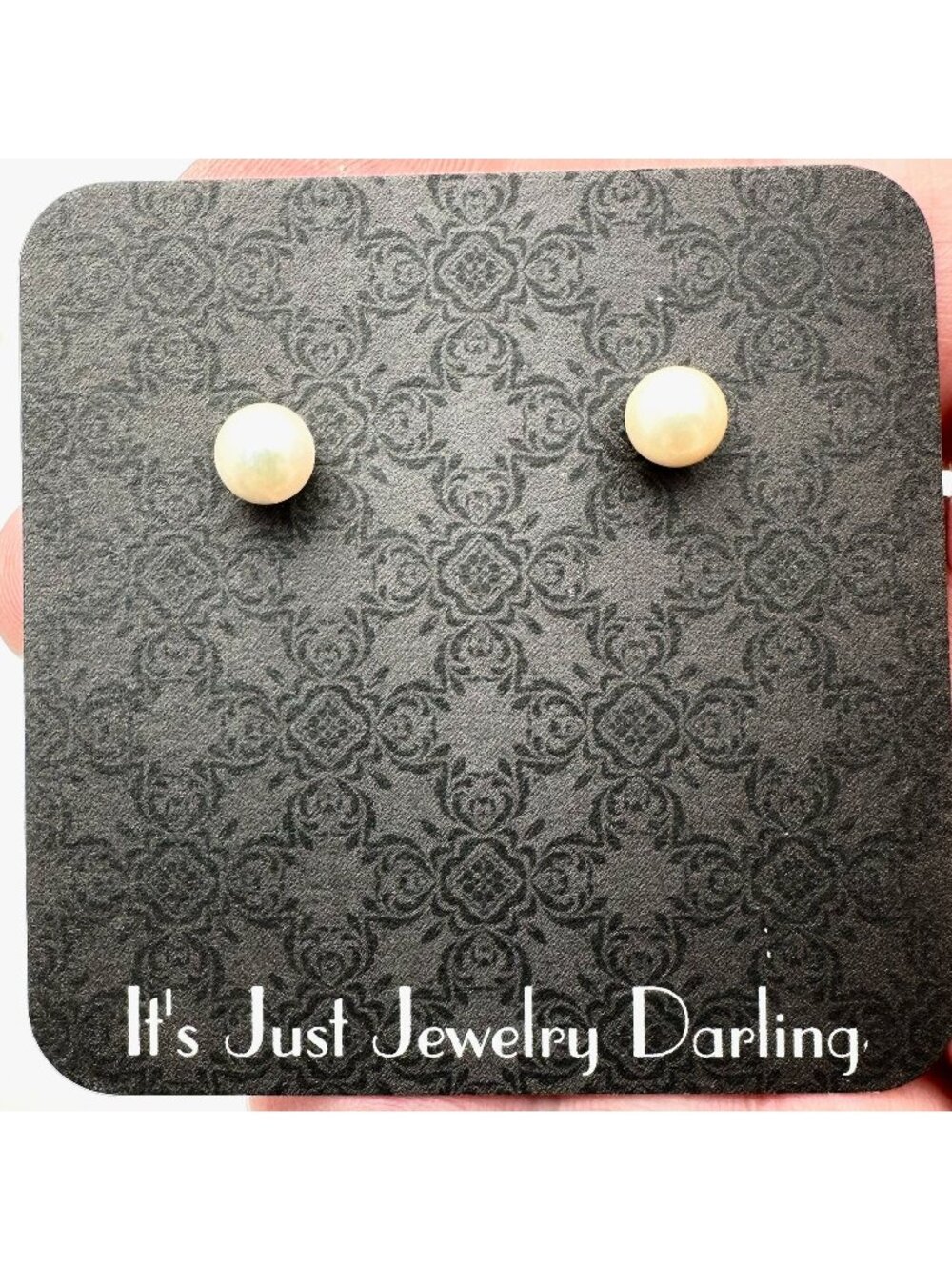 Womens Earrings 10K Yellow Gold 8mm Pearl Studs
